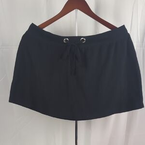 Vince Black Drawstring Mini Skirt with Eyelet Detail